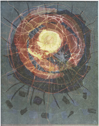 Gemälde eines unförmigen Kreise in mehreren Farben