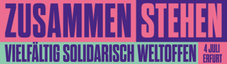 Logo: Zusammenstehen – vielfältig solidarisch weltoffen (4. Juli Erfurt)