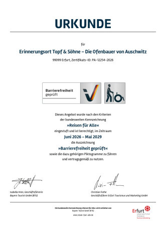 Urkunde Reisen für Alle von Topf und Söhne 