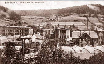 Alte Postkarte mit Ansicht der Simsonwerke 1920er Jahre