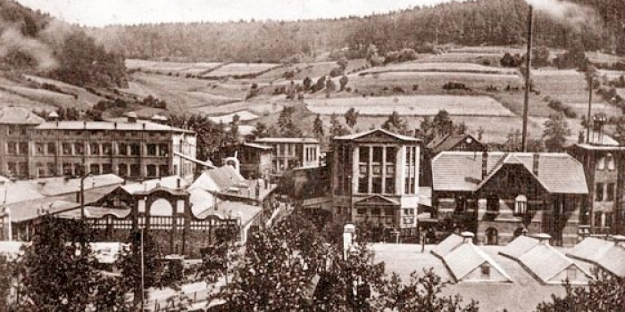Alte Postkarte mit Ansicht der Simsonwerke 1920er Jahre