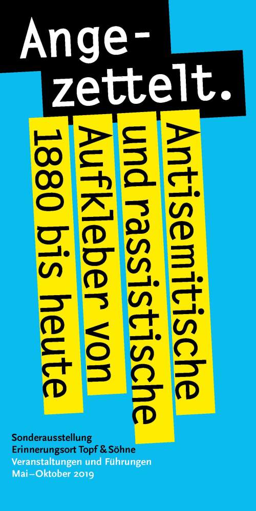 Programmheft "Angezettelt. Antisemitische und rassistische Aufkleber von 1880 bis heute"