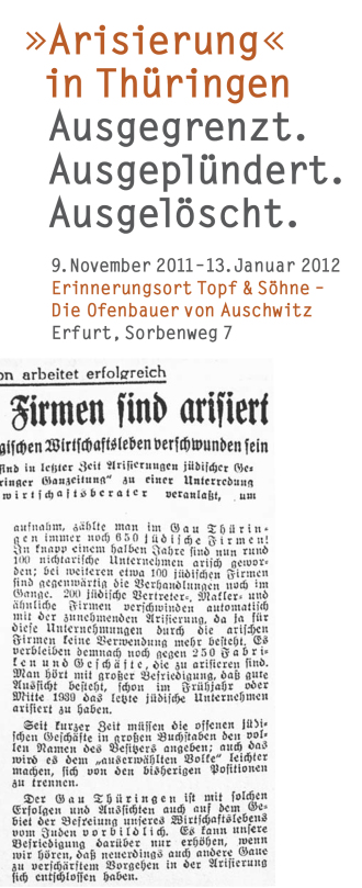 Interner Verweis: Faltblatt zur Sonderausstellung "'Arisierung' in Thüringen"