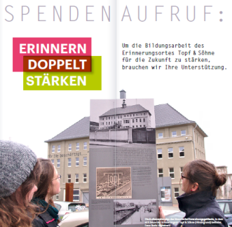 Cover Spendenaufruf Drei Personen vor einer Tafel