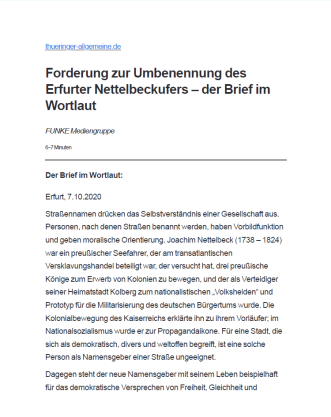 Cover_TA_Forderung zur Umbenennung des Erfurter Nettelbeckufers_Offener Brief