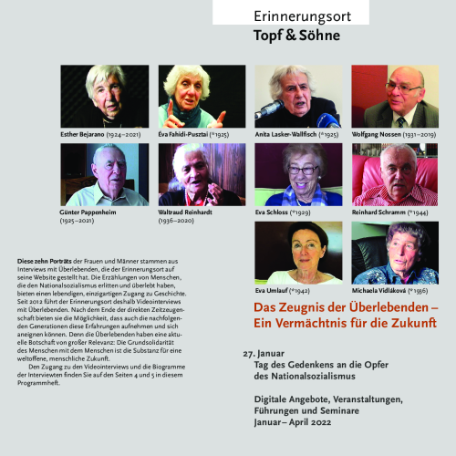 Interner Verweis: Programmheft „Das Zeugnis der Überlebenden – Ein Vermächtnis für die Zukunft“